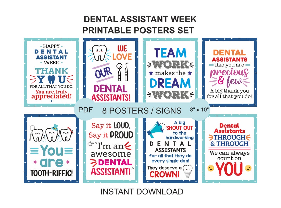 Dental Assistant Week Appreciation Sign Printable / Dental Assistant Week Posters Set / Dental