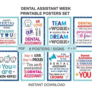 Letrero de agradecimiento para la Semana del Asistente Dental imprimible / Juego de carteles para la Semana del Asistente Dental / Regalos para la Semana del Asistente Dental / Letrero para asistente dental