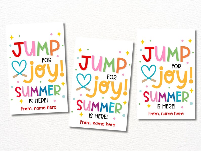 Jump Rope Tag Summer Jump Rope Gift Tags Printable / End of School Year Skipping Rope ...