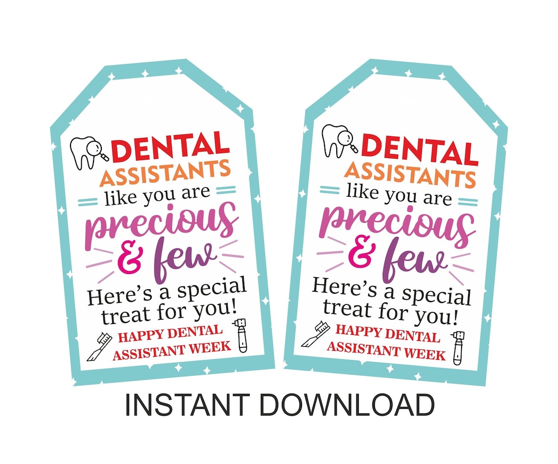 Dental Assistant Week Tag Printable / Dental Assistant Gifts Etsy