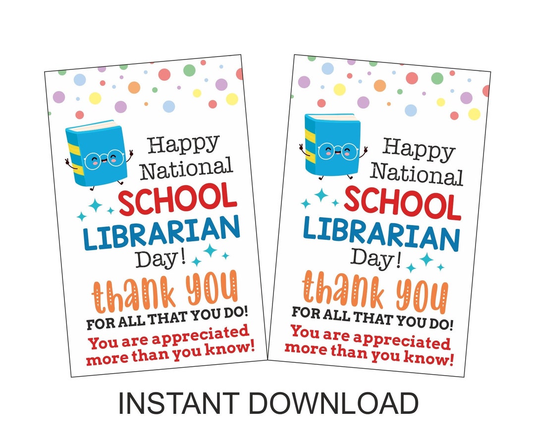 School Librarian Appreciation Tag Printable / School Librarian Gift