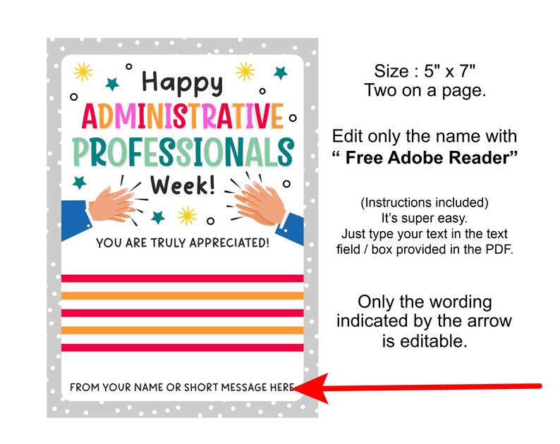 Admin Day Gift Card Holder Printable / Administrative Professionals Day ...
