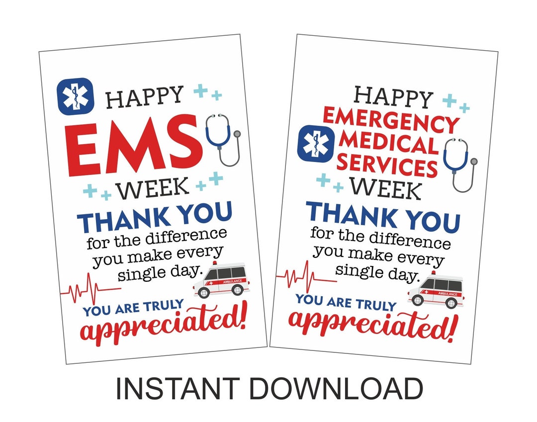EMS Week Tags Printable / Happy EMS Week Tag / Emergency Medical