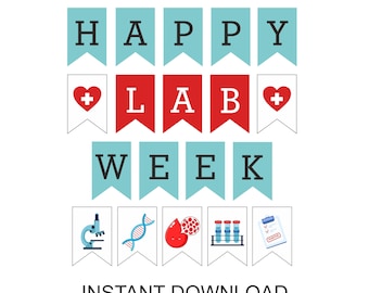 Lab week banner printable / Printable Happy Lab Week 2022 banner / Happy Lab Week banner / Lab Appreciation Week Banner / Lab Week gifts PDF