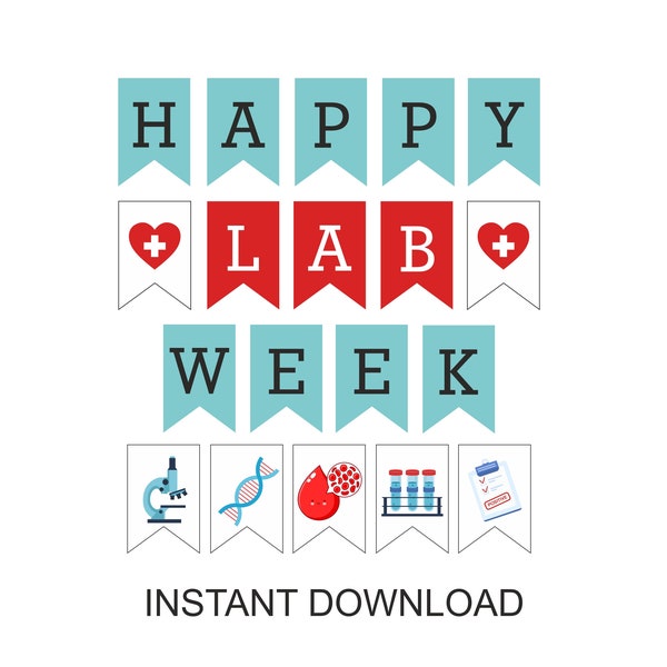 Lab week banner printable / Printable Happy Lab Week 2022 banner / Happy Lab Week banner / Lab Appreciation Week Banner / Lab Week gifts PDF