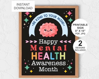 Mental Health awareness month printable poster / Mental health awareness month poster Mental Health month sign Mental health week 2 DESIGNS