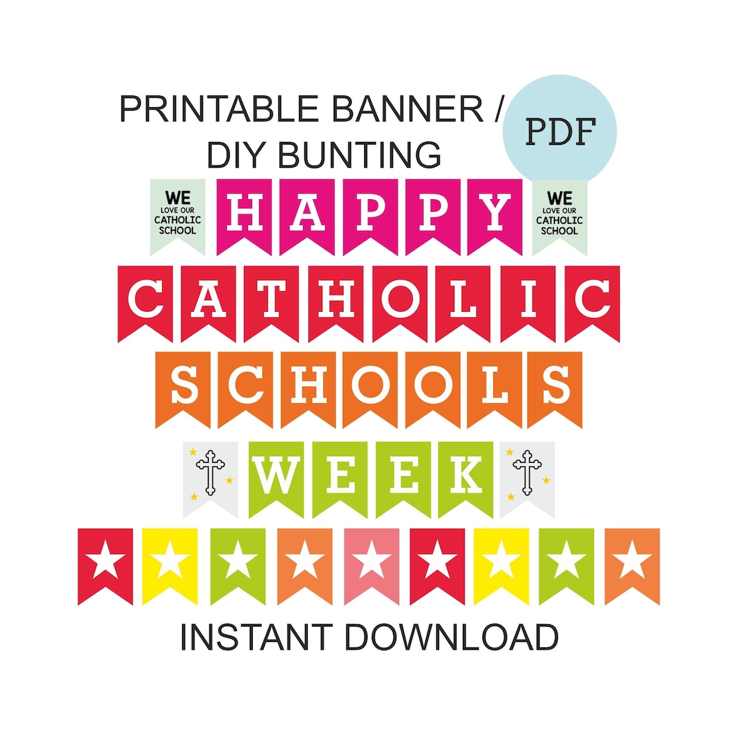 Happy Catholic Schools Week Banner Printable / Catholic School Week Banner Catholic School Week