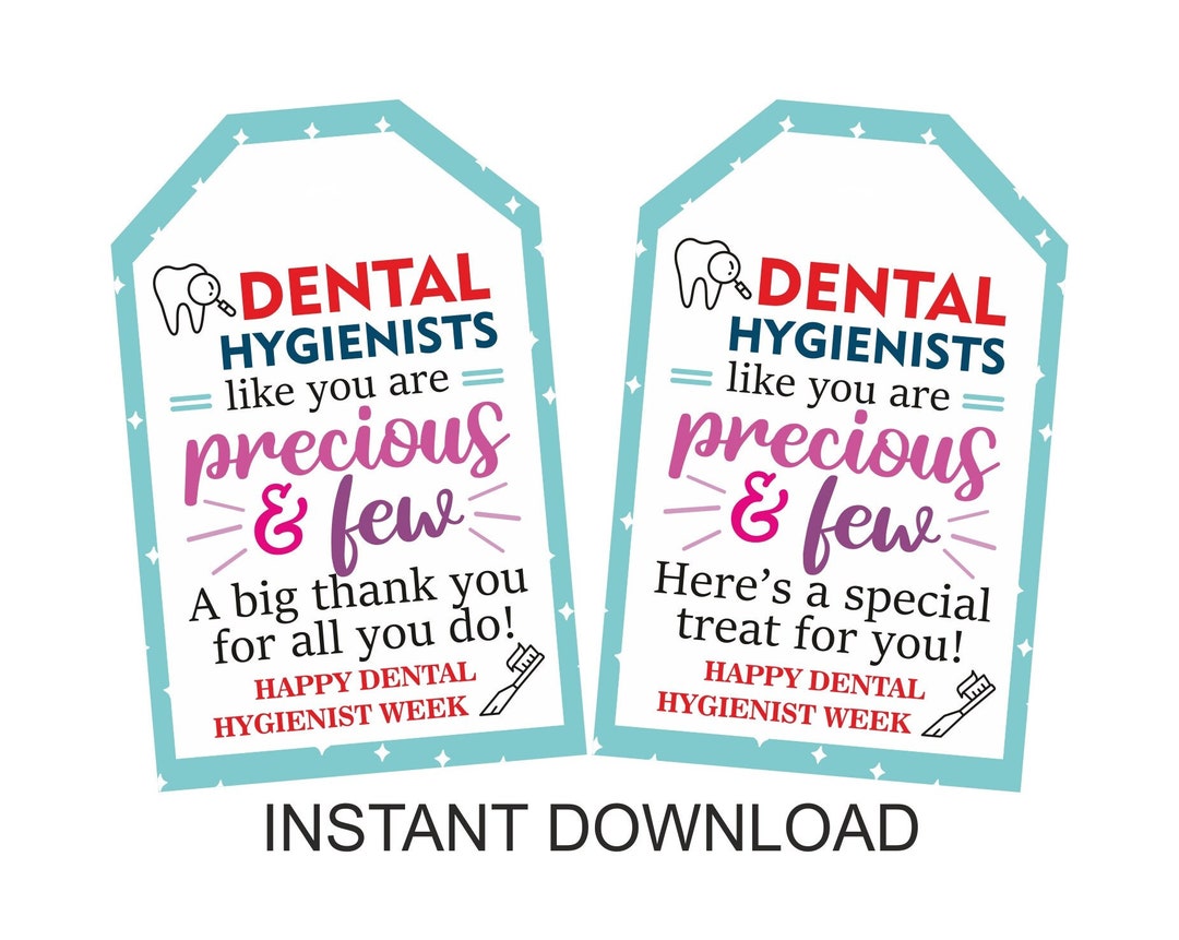 Dental Hygienist Week Gift Tags Printable / Dental Hygienist Week Tag / Dental Hygienist Gifts