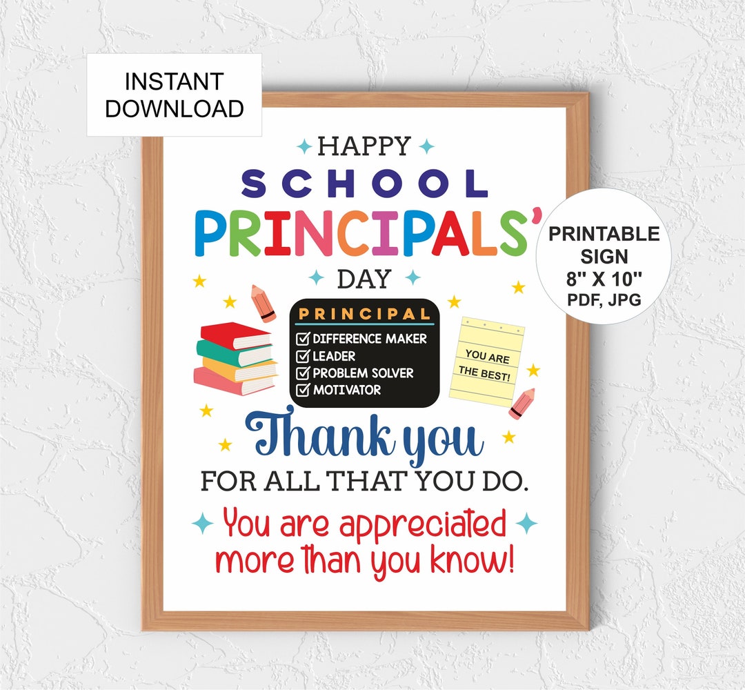 School Principal Day Sign Printable / School Principals Day Poster / Principal Day Appreciation