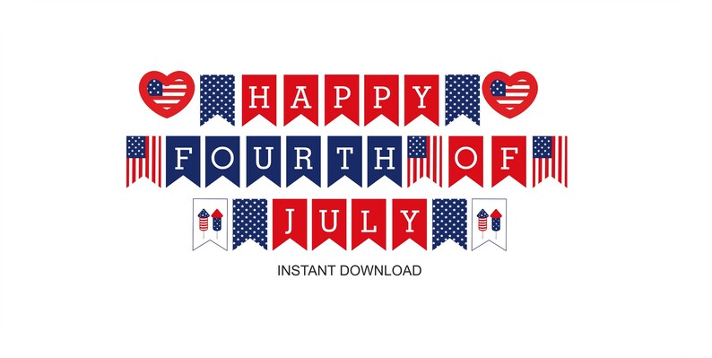 Fourth of July Banner Printable / 4th of July Banner Printable | Etsy