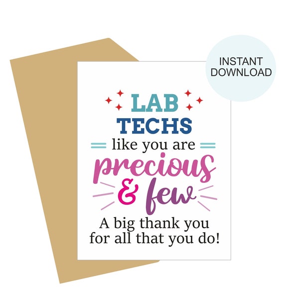 Lab tech card printable / Laboratory technician card / Lab Tech gifts / lab technologist card / Lab technician gift / Lab Week printable PDF