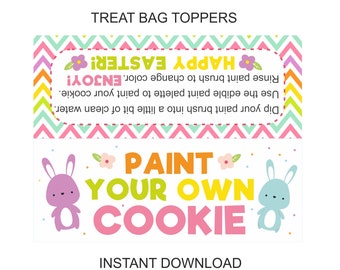 Easter Bag topper printable / Paint Your own cookie bag topper Printable / Easter treat bag topper / Easter bag toppers / Easter bag toppers