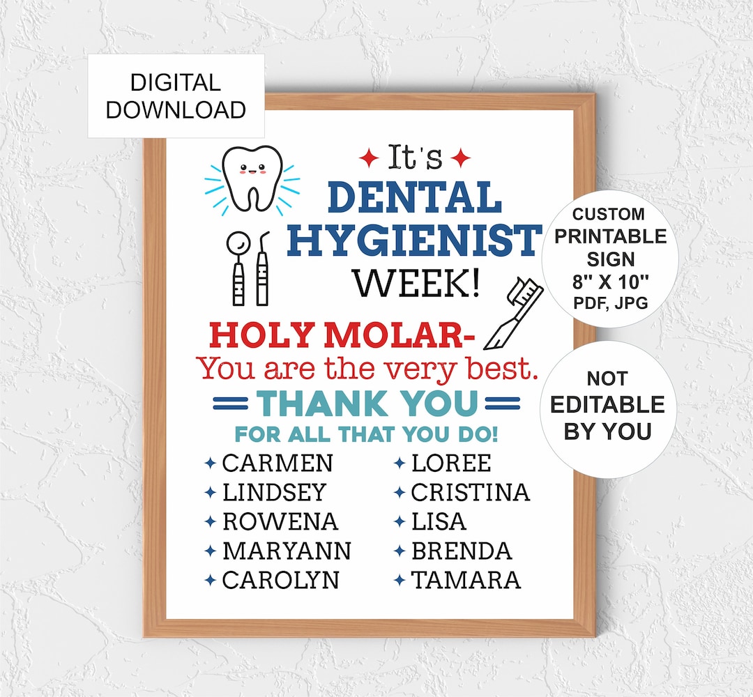 Personalised Dental Hygienist Week Sign Printable / Personalized Dental Hygienists Week Poster