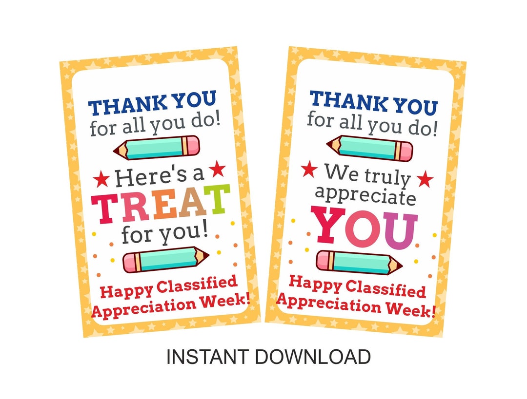 Classified Appreciation Week Gift Tags Printable / Classified Teacher