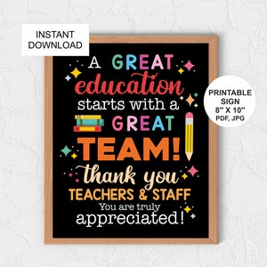 Teacher appreciation week sign printable / Teacher appreciation sign / Teacher thank you sign / Teachers and staff sign / 8x10 / JPG / PDF