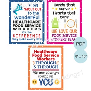 Healthcare Food Service Workers Week Posters Set Printable / Food ...