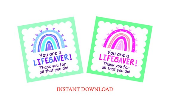 You're a Lifesaver Tags Printable / You're a Lifesaver - Etsy