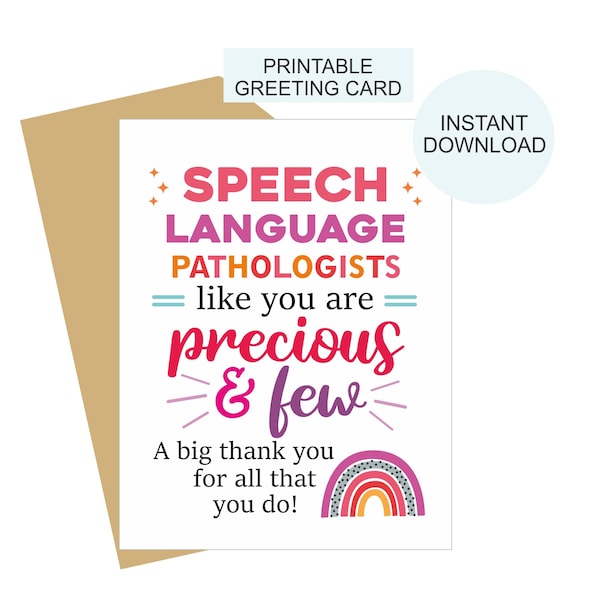 Speech Language Pathologist Thank You Card Etsy