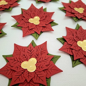 10 flores de Pascua de papel rojo / Flores de Pascua pequeñas / Flor de Pascua navideña / Flor de Pascua navideña pequeña de papel Flores navideñas