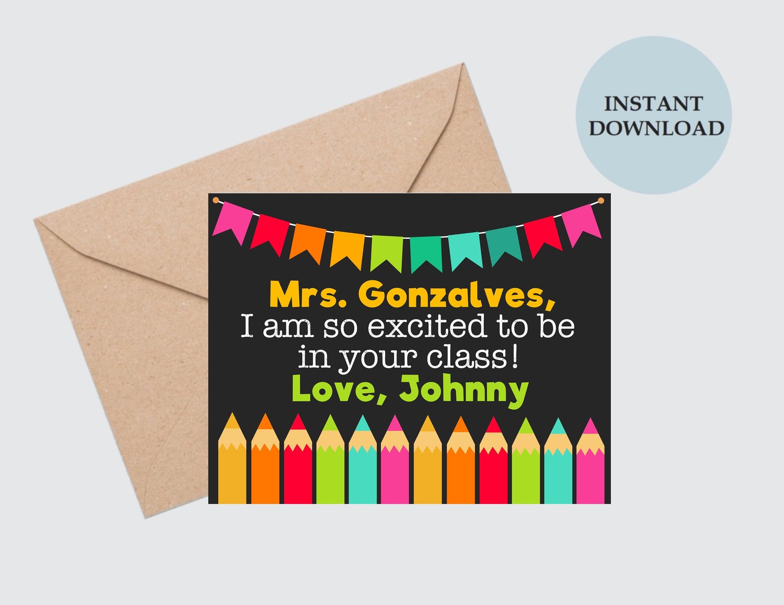 First Day of school card for teacher printable / Back to | Etsy