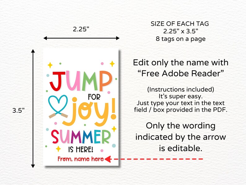 Jump Rope Tag Summer Jump Rope Gift Tags Printable / End of School Year Skipping Rope ...