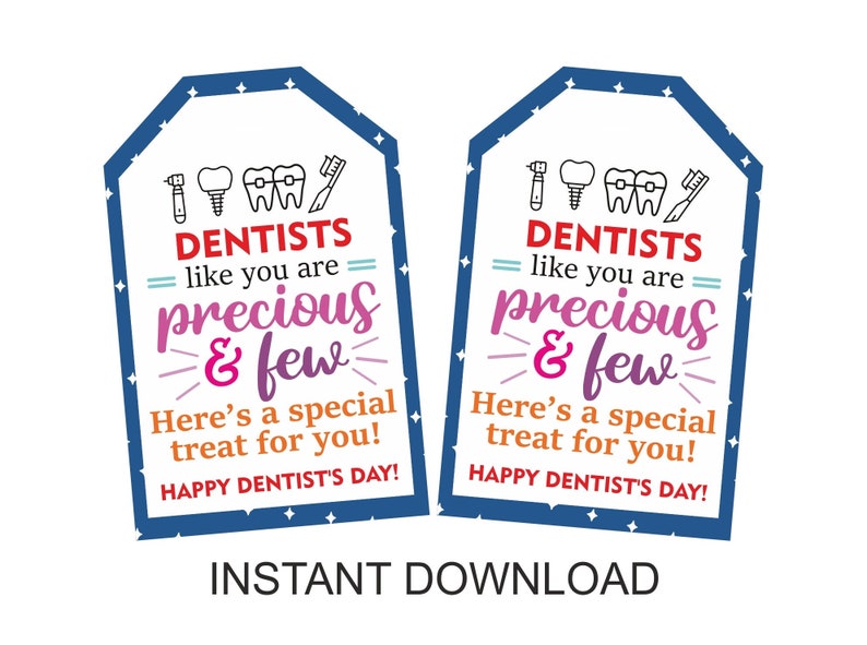 Dentist's Day Appreciation Tag Printable / Dentist Day Etsy