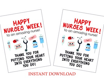 Happy Nurse week tags printable / Printable Happy Nurses week tag / Printable Nurse week tags / happy nurses week /nurse week thank you tags