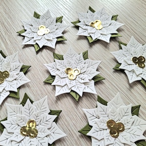 10 flores de Pascua de papel blanco / Flores de Pascua pequeñas / Flor de Pascua navideña / Adornos de flores de papel de Pascua pequeñas para fiestas