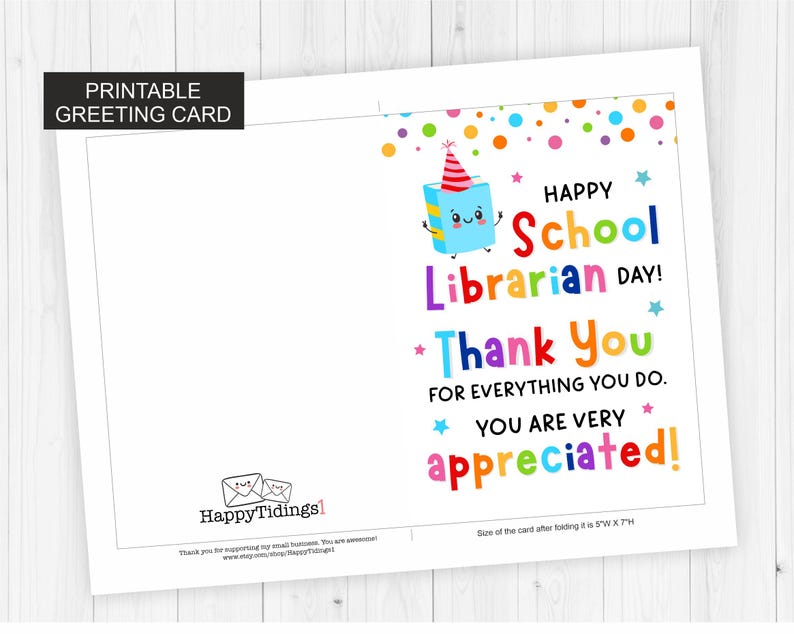 School Librarian Day Card Printable / School Librarian Appreciation Day ...