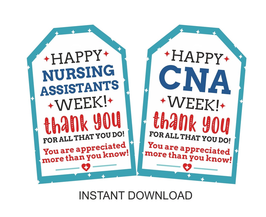 CNA Week Tags Printable / Happy Cna Week Gift Tags / Nursing Etsy