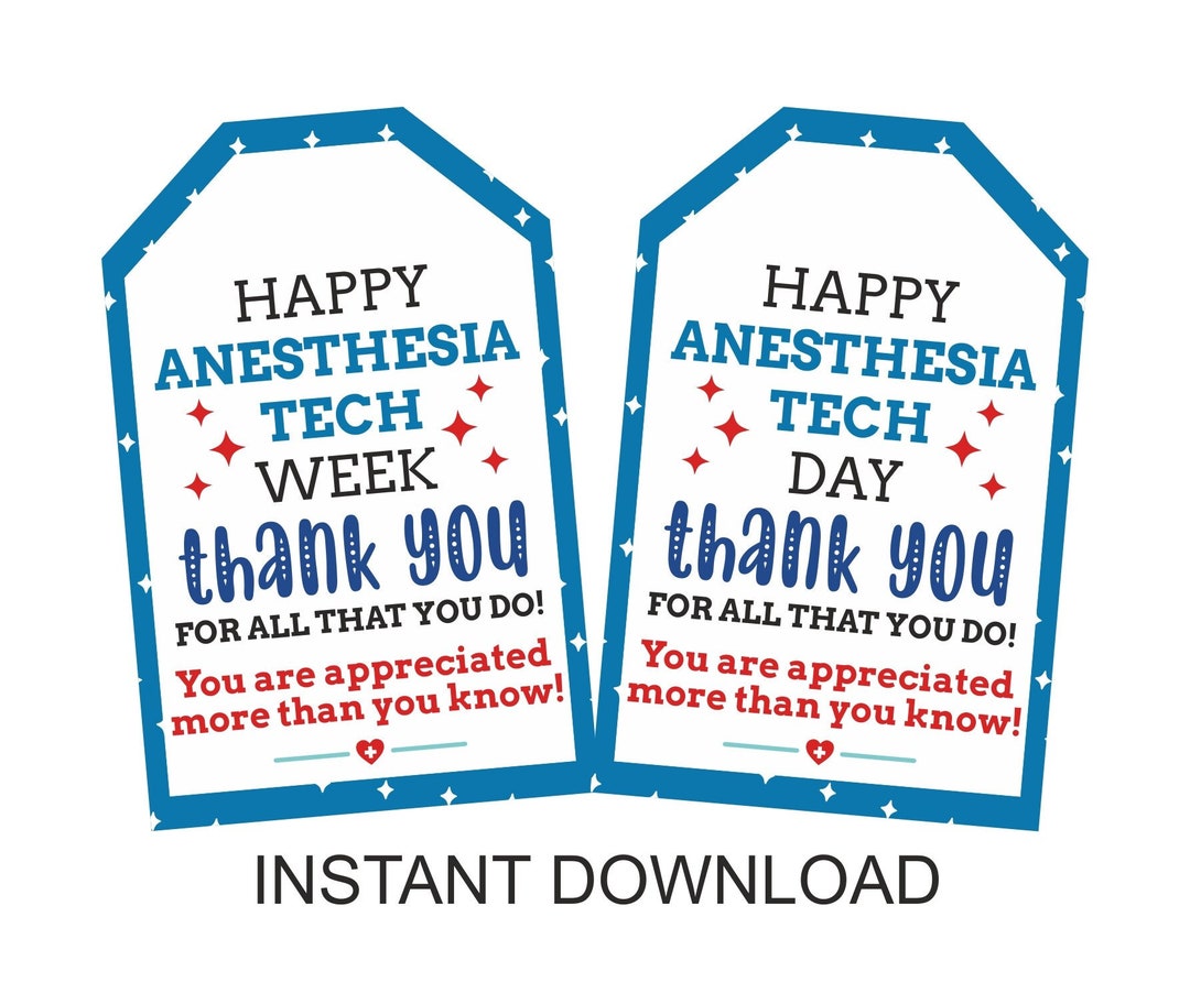 Anesthesia Tech Week Tag Printable / Anesthesia Tech Day Tag
