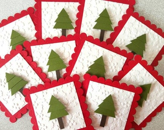 Mini Christmas Embossed Cards / Mini christmas Cards Set of 10 / Embossed Christmas Cards / Christmas Note cards / embossed mini cards