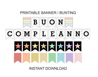 Bannière Anniversaire Buon Compleanno - Guirlande Décorative Italienne 1,3 à 2,2 M, Avec Corde Et Aiguille, Fêtes Et Célébrations - 11