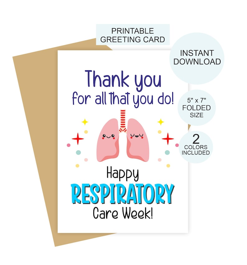Happy Rrt Week Respiratory Care Week Card Printable / Respiratory Therapist Card / RT ...