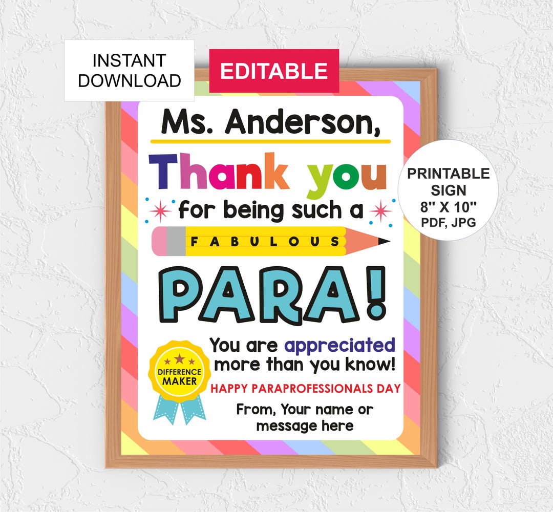 Editable Paraprofessional Day Sign - Il 1080xN.6759849202 Rzbc 