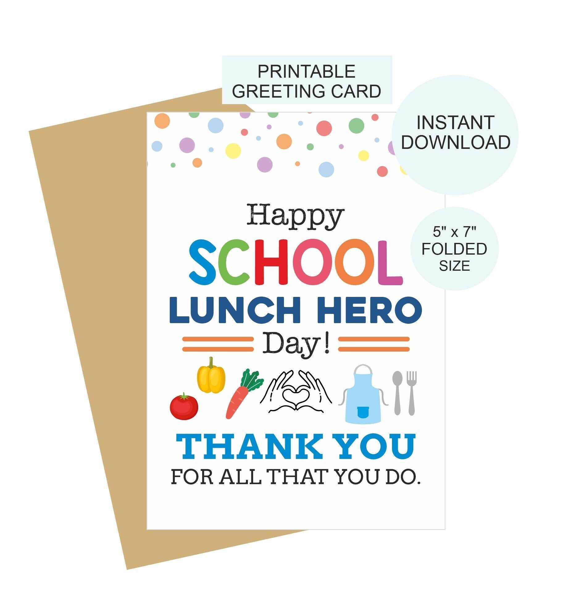 School Lunch Hero Day Card Printable / School Lunch Hero Day Thank You ...