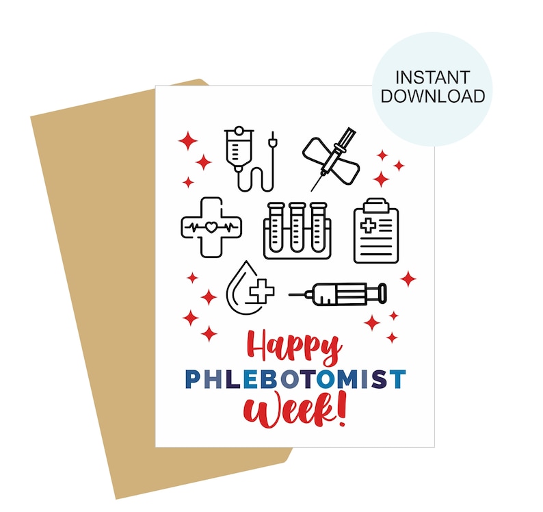 Happy Phlebotomist Week Card Printable / Phlebotomist Card Etsy