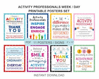 Activity Professionals Week posters set of 11 printable / Activity Professional week sign / Activity Professionals appreciation posters PDF