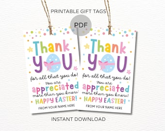Osteranhänger zum Ausdrucken / Dankeschön Geschenkanhänger / Ostern Geschenkanhänger / Dankeschön Anhänger / Ostern Geschenkanhänger
