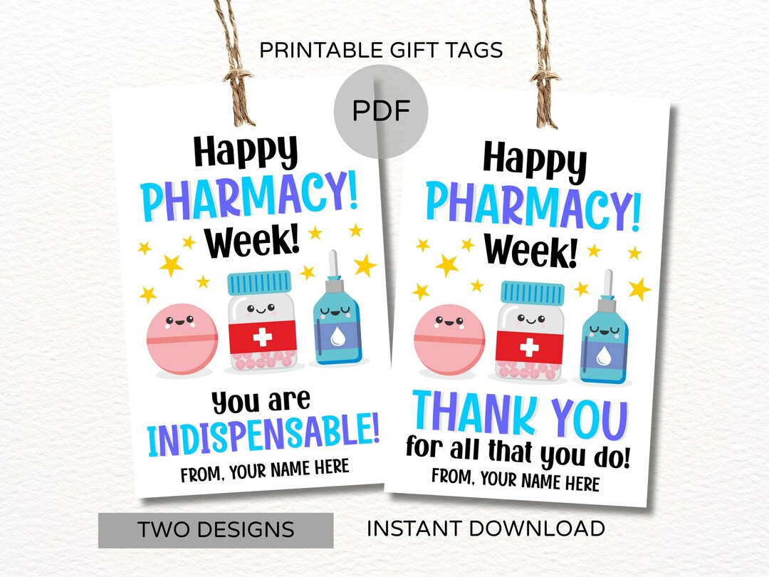 Pharmacy Week Gift Tag Printable / Pharmacy Week Tag / Pharmacy Week ...