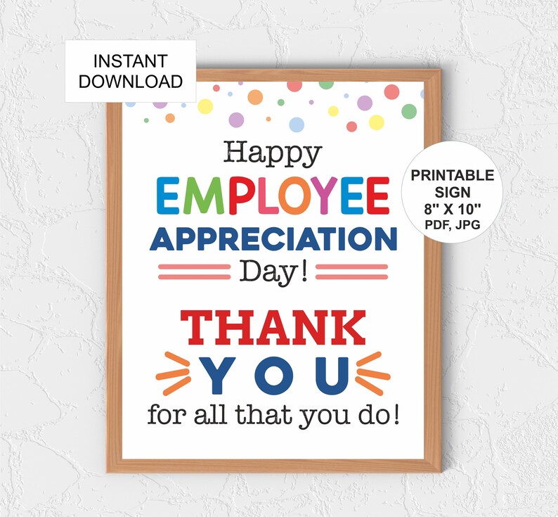 Employee Appreciation Day Poster Printable / Employee Thank You Sign ...