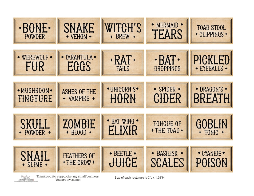 25 mini apothecary label printable vintage halloween labels printable