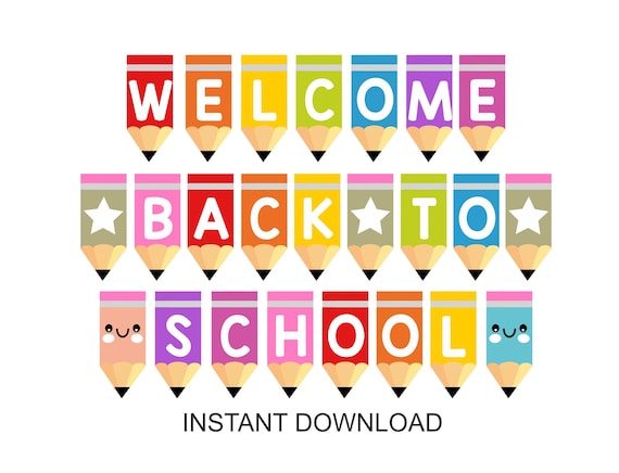 Printable Back to School Banner Paper Garland Printable Bunting Back to  School Sign Rainbow Printable Digital Download 