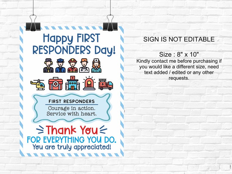 First Respond Icon First Responders Day Sign Printable / First Responders Day Ideas ...