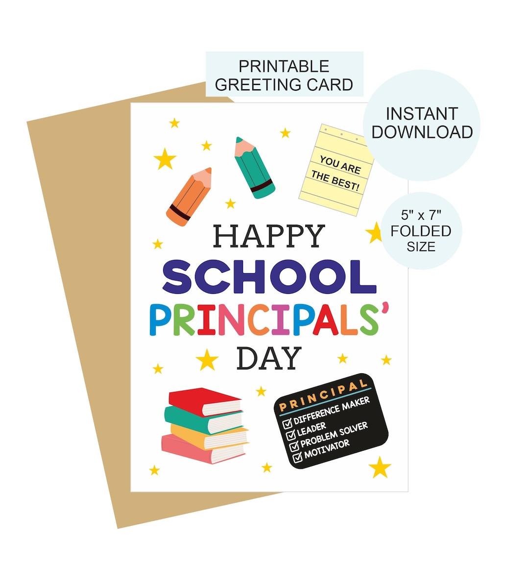 Happy School Principal Day Card Printable / School Principals Day Card Happy School Principal Day Card Printable / School Principals Day Card