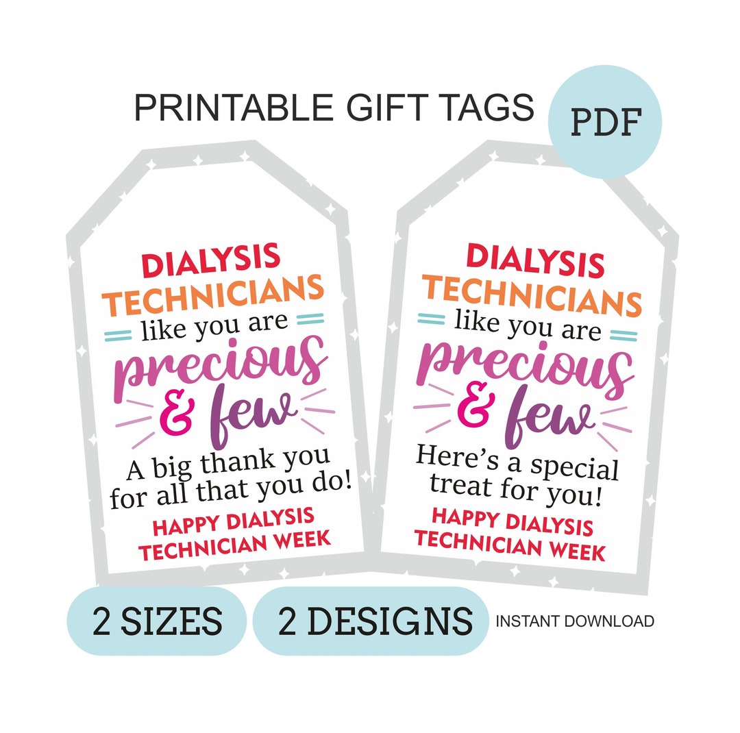Dialysis Technician Week Tag Printable / Dialysis Tech Week Gift