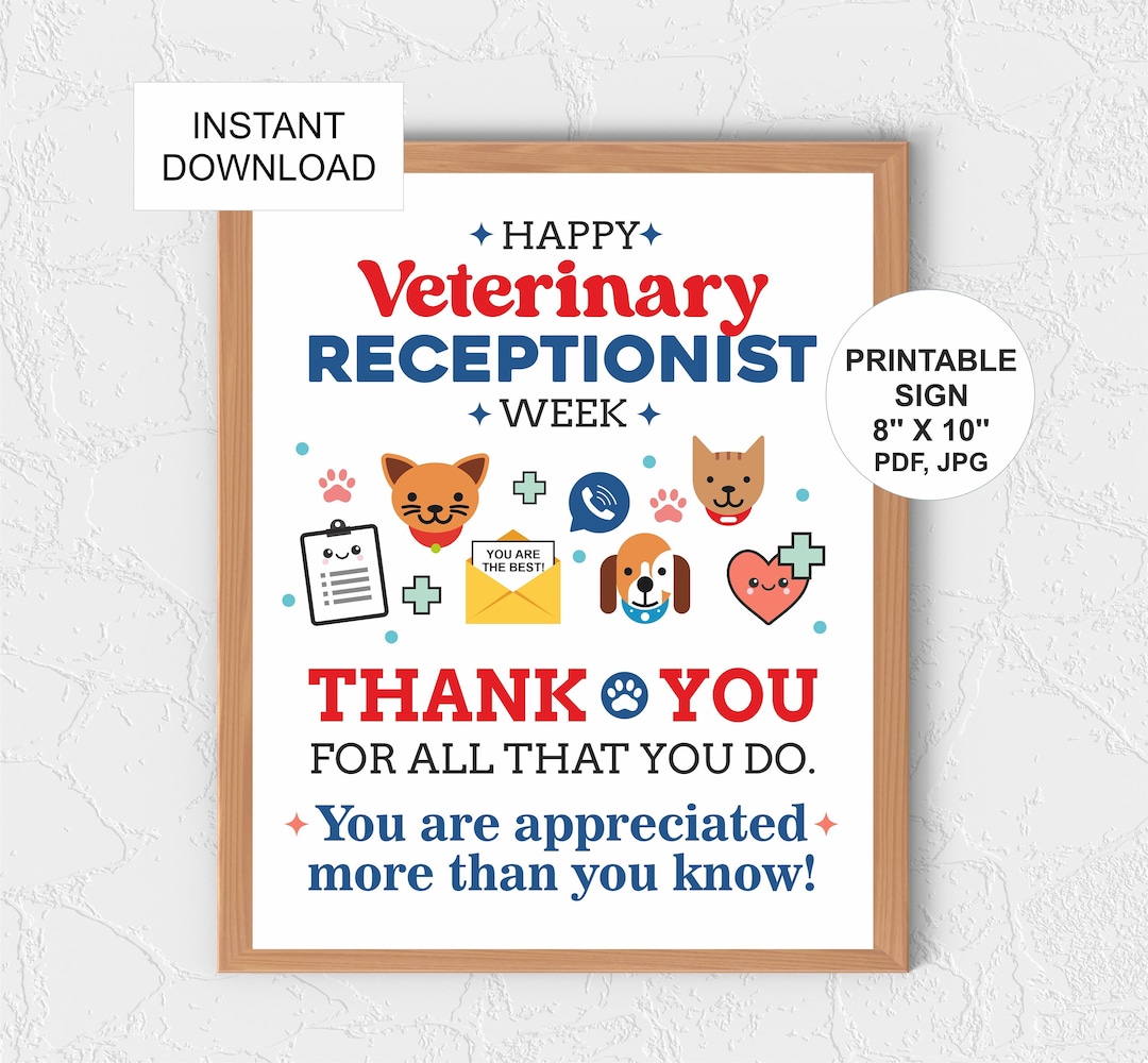 Vet Receptionist Week Sign Printable / Veterinary Receptionist Week