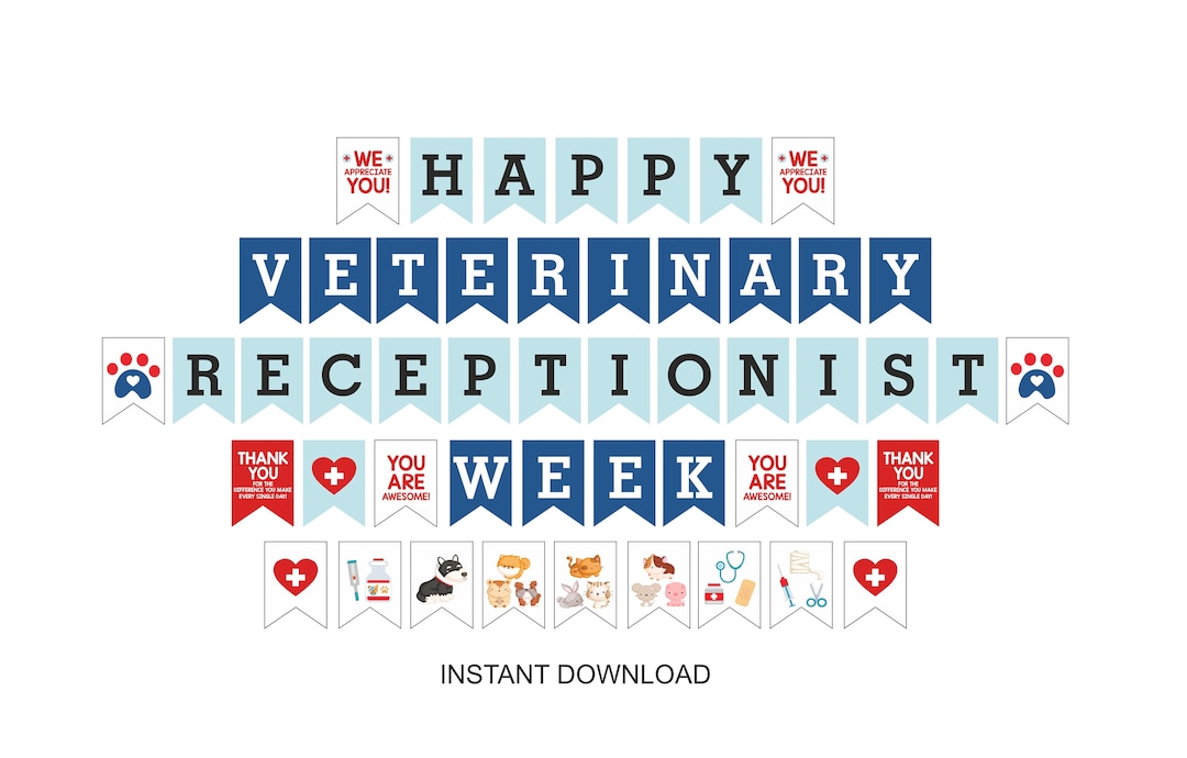 Happy Vet Receptionist Week Banner Printable / Veterinary Receptionist