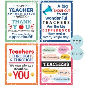 Teacher Appreciation Week Signs Set of 10 / Teacher Appreciation Week ...