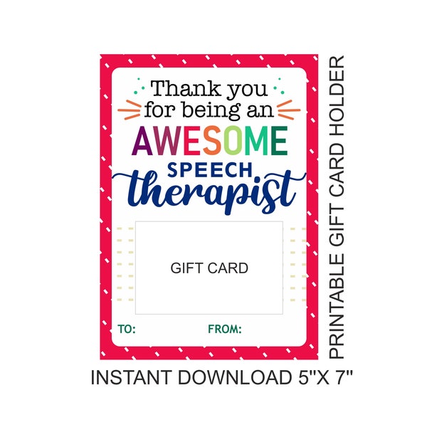 Speech therapist gift card holder printable / Speech language pathologist gift card holder / SLP gifts / Speech pathologist gift / 5x7 / PDF